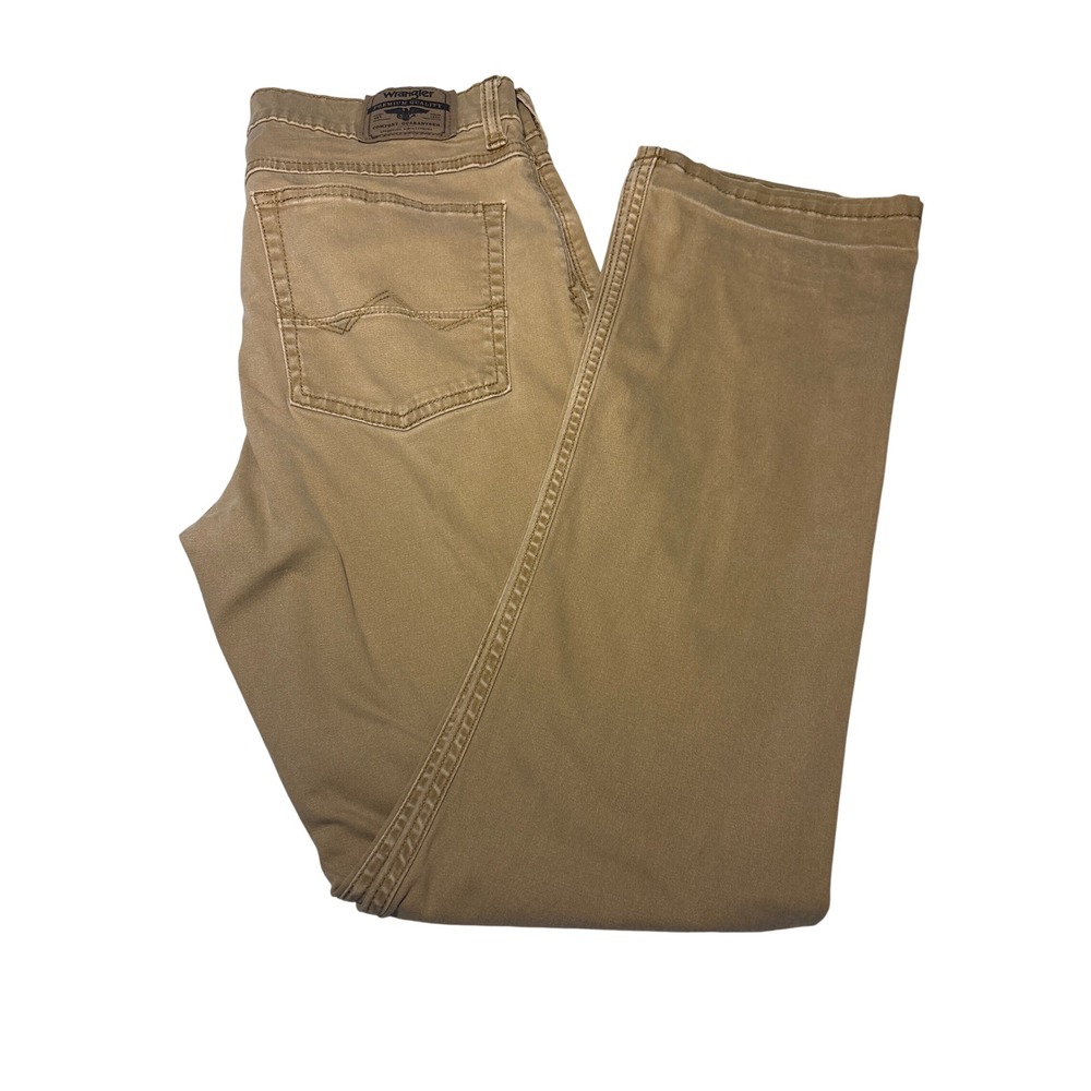 Wrangler Mens Slim Straight Premium Quality Tan Khaki Pants 32x29